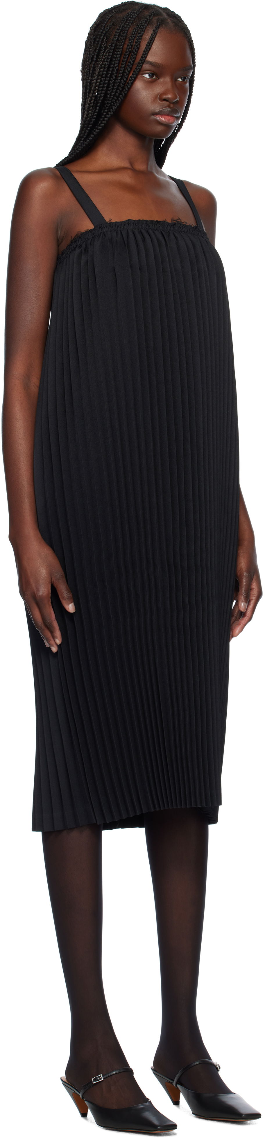 Haljina Comme des Garçons Comme des Garçons Gabardine Midi Dress Crna | RO-A003-S25, 1