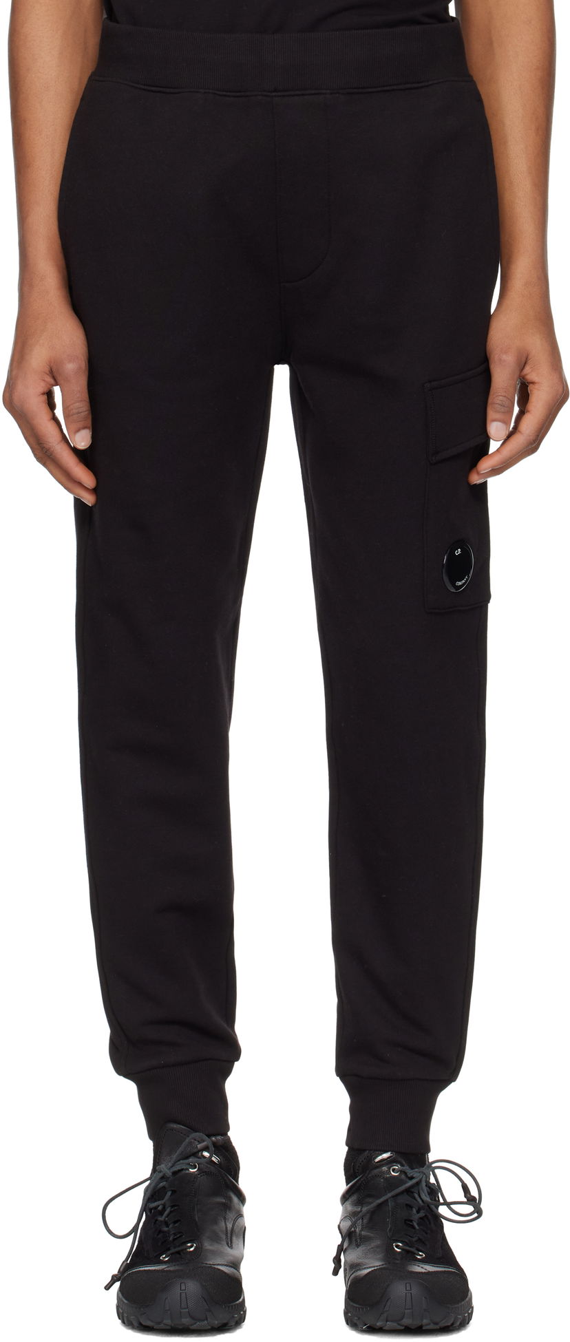 Trenirka C.P. Company C.P. Company Diagonal Raised Fleece Lens Sweatpants Crna | 18CMSP017A-005086W