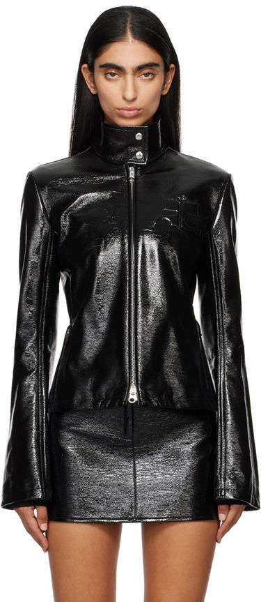 Bomber jakna Courrèges Embossed-Logo Patent Leather Jacket Crna | 324CBL194VY0014, 0