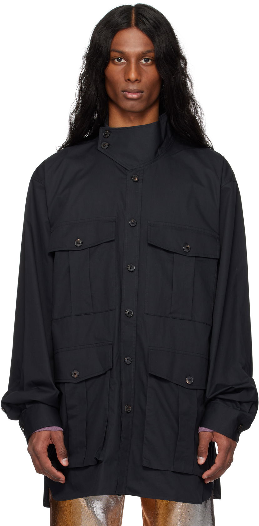Košulja Dries Van Noten Dries Van Noten Twill Overshirt Crna | 251-020731-1147
