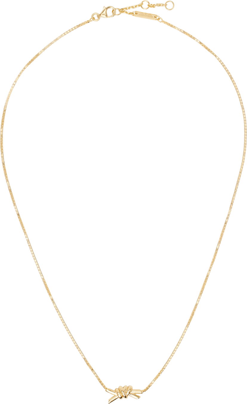 Ogrlica Bottega Veneta Knot Gold Necklace Metalik | 815932 VAHU0