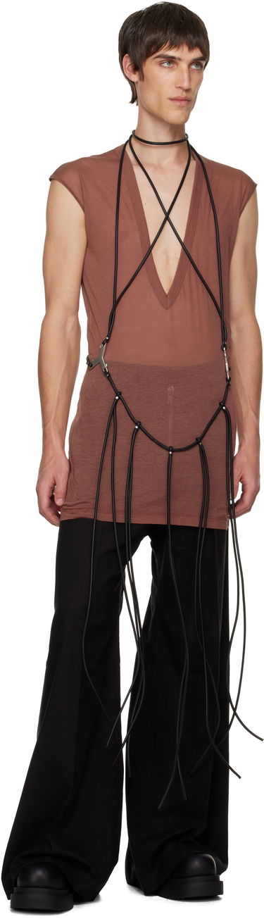Majica bez rukava Rick Owens Concordians Cord Fringed Tank Top Smeđa | RR02E1457 LBL, 3