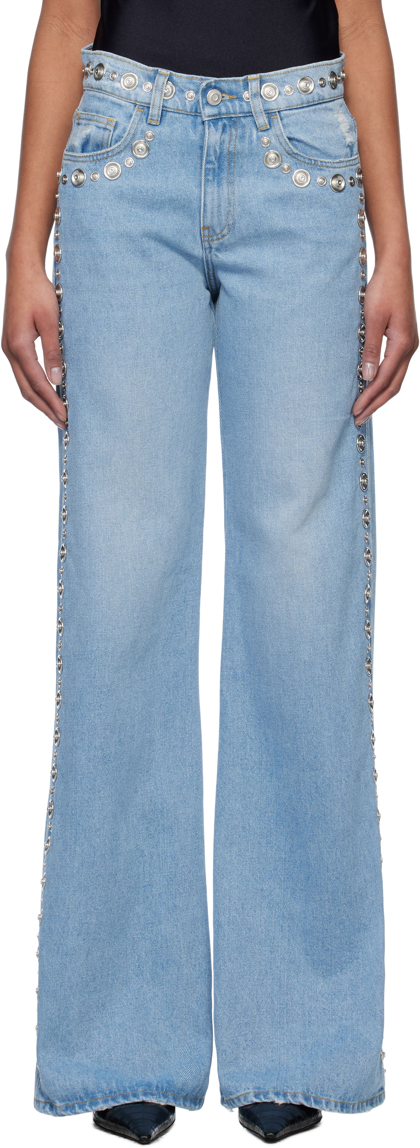 Jeans Coperni Coperni Studded Wide Leg Jeans Plava | COPP95STF2008, 0