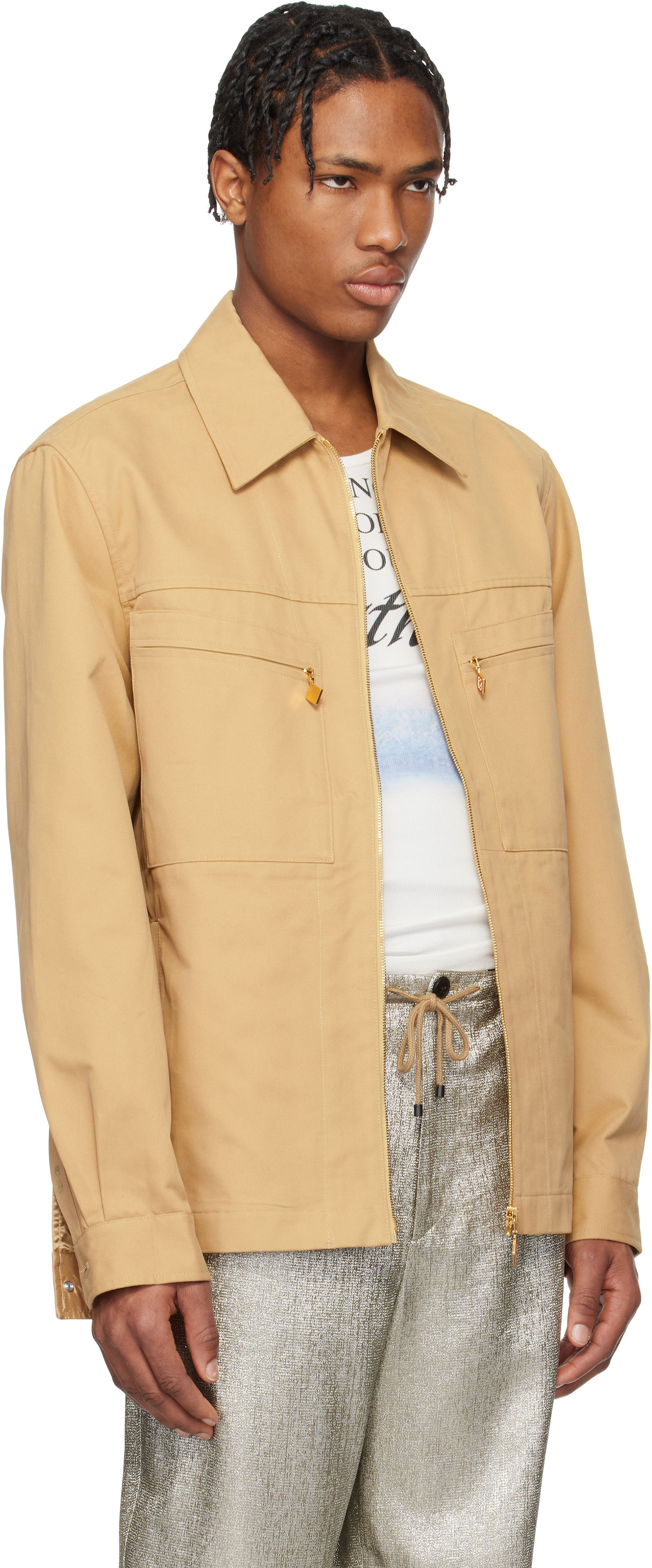 Jakna Casablanca Casablanca Zip-Up Jacket Bež | MS25-JK-341-01, 1