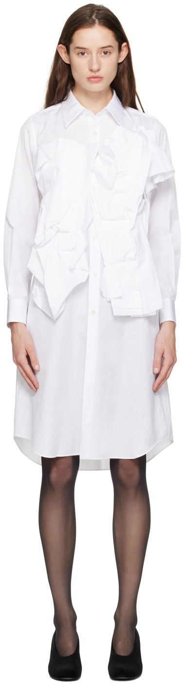 Haljina Comme des Garçons Ruffle Midi Dress Bijela | GL-B006-051