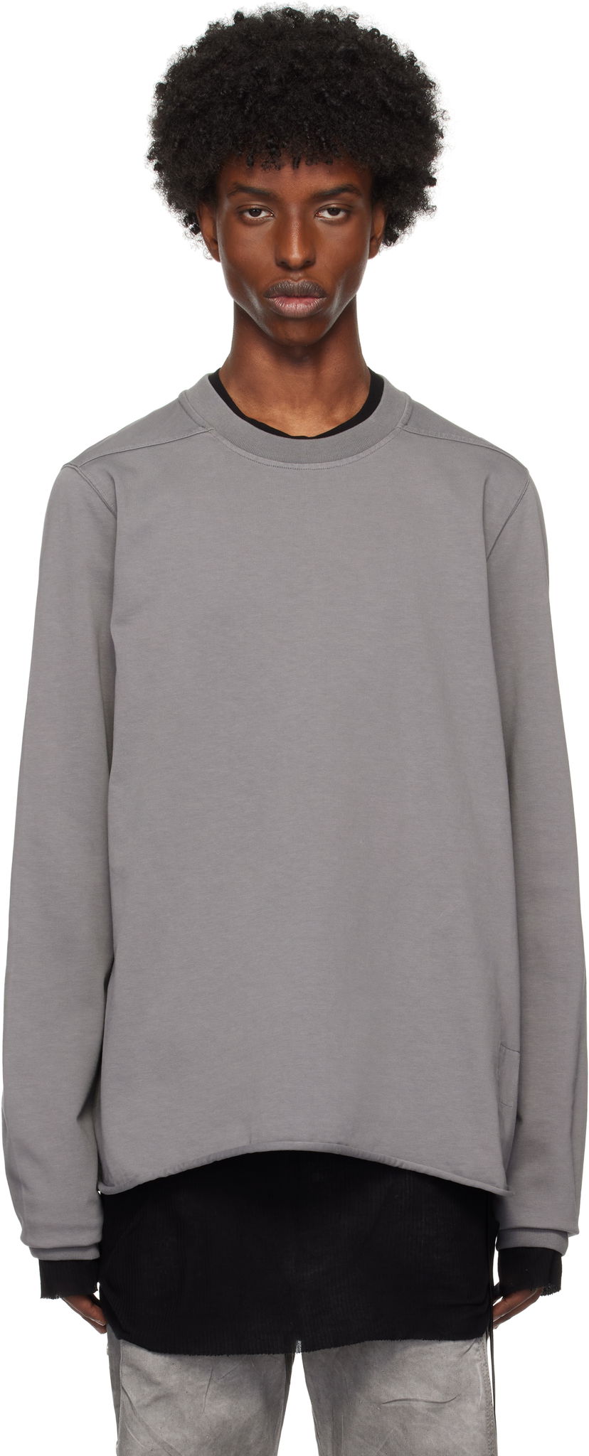 Dukserice Rick Owens Rolled Edge Sweatshirt Siva | DU02D2279 RIGP