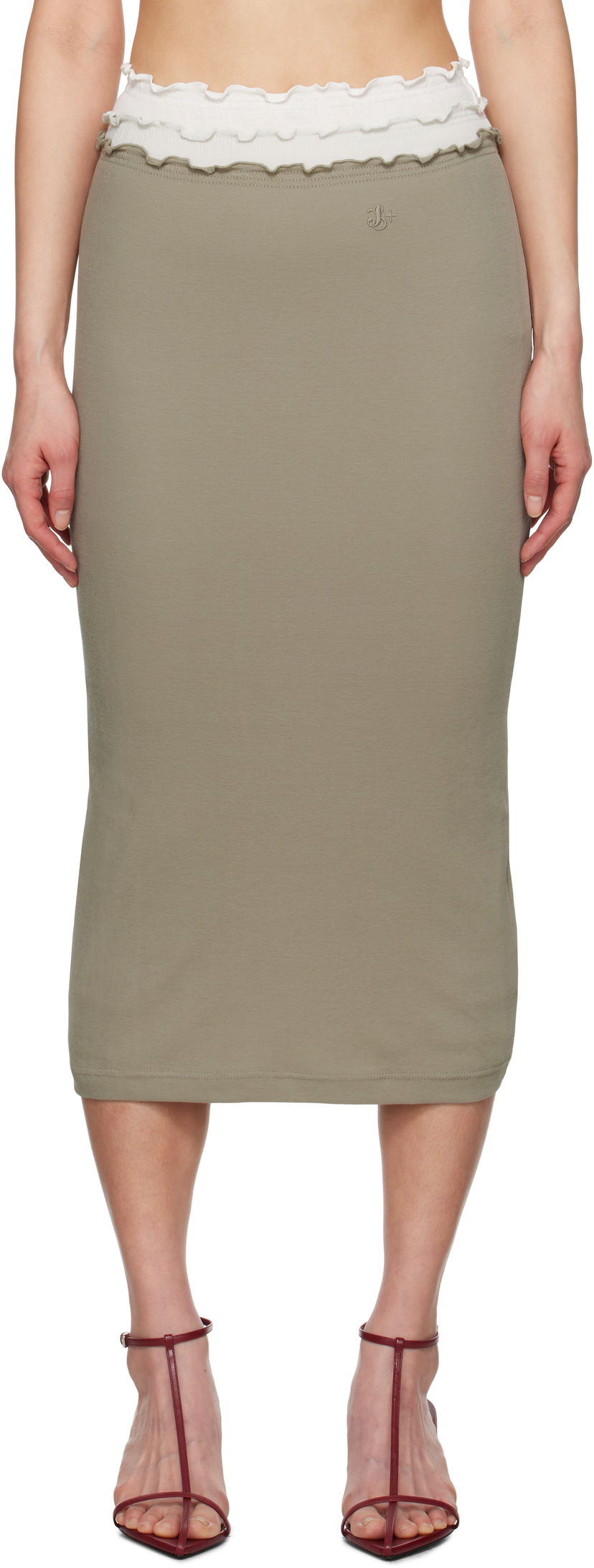 Suknja Jil Sander Jil Sander Three Layers Midi Skirt Zelena | J40FV0105_JTN356
