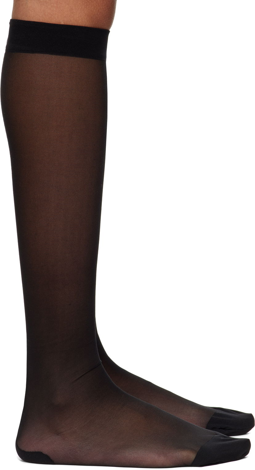 Čarape Dolce & Gabbana Dolce&Gabbana Three-Pack Logo Nylon Knee-High Socks Crna | O4A44T ON02S