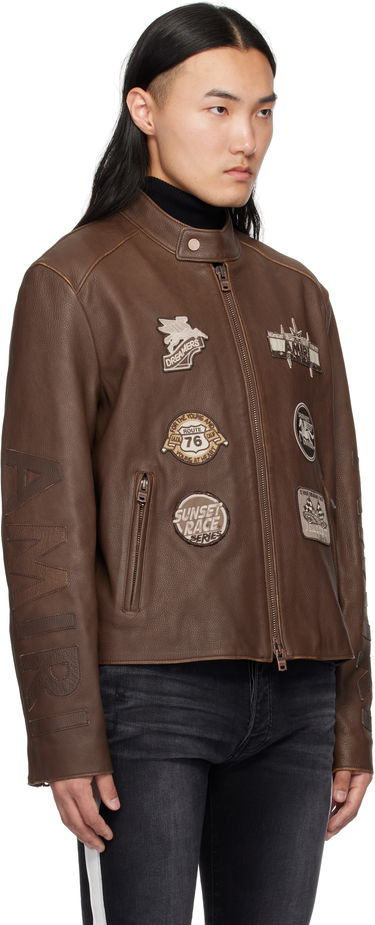 Bomber jakna AMIRI AMIRI Patch Racer Leather Jacket Smeđa | AMLTJT1021, 1