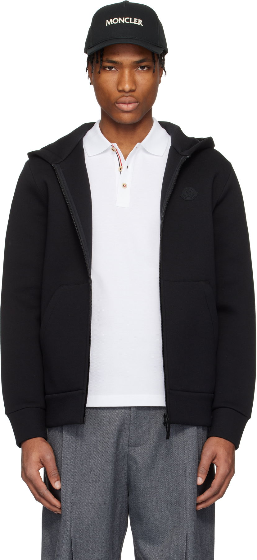 Dukserice Moncler Moncler Cotton & Neoprene Zip-Up Hoodie Crna | K10918G0000589ATP