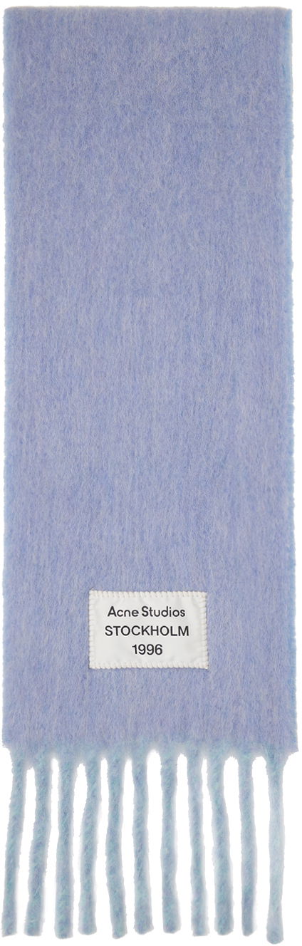 Šal Acne Studios Blue & Purple Logo Label Fringed Scarf Plava | CA0343-