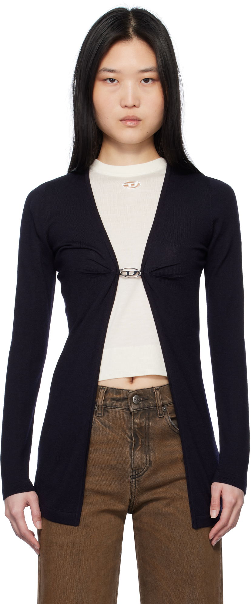 Džemper Diesel Diesel M-Pierry-Long Knit Cardigan Tamnoplava | A17452 0JQAB