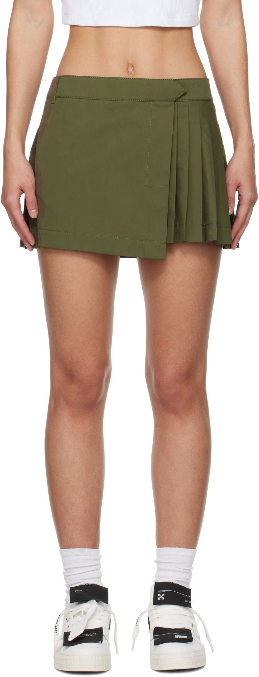 Suknja Off-White Off-White Savana Pleated Miniskirt Zelena | OWCU014S25FAB0025800