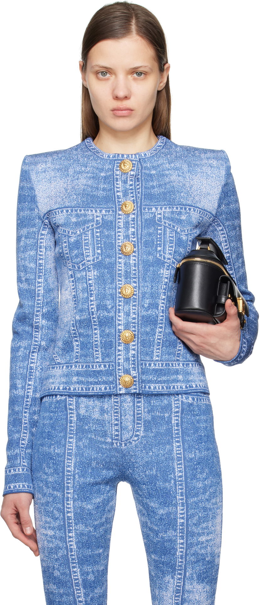 Trenerka Balmain Balmain Jacquard Knit Denim Cardigan Plava | EF1KL220KH80