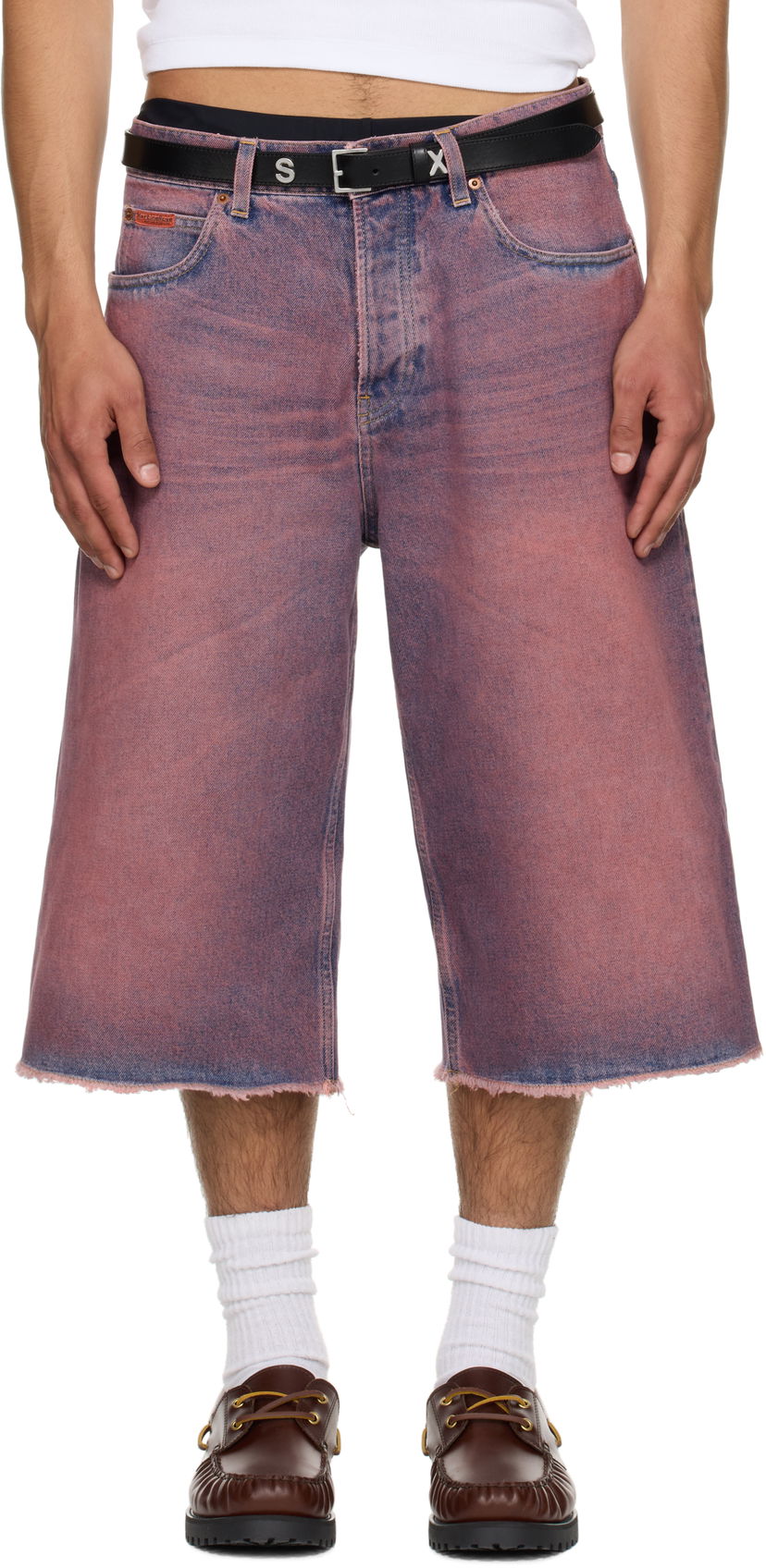 Kratke hlače Martine Rose Martine Rose Frayed Denim Shorts Ružičasta | 247WD06115