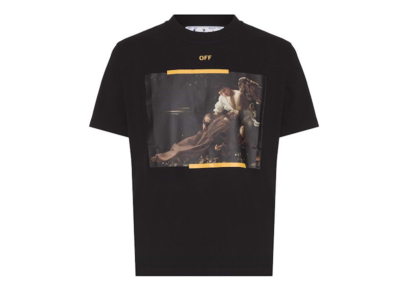Majica kratkih rukava Off-White Arrow Caravaggio St. Fran Skate Slim Tee Black/Yellow/Multi Crna | OMAA027C99JER0141001