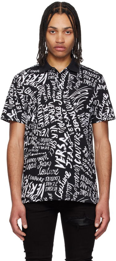 Polo majica Versace Versace Jeans Couture Logo Pattern Polo Crna | E78GAG6R0_EJS459, 0