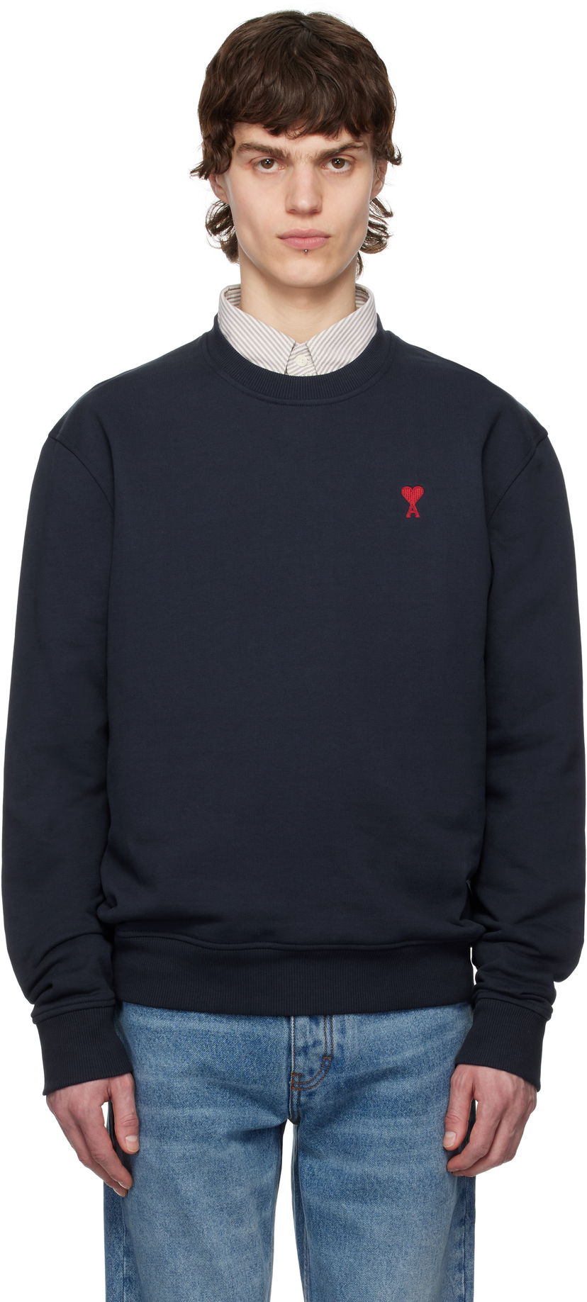 Džemper AMI AMI Paris Ami de Coeur Sweatshirt Tamnoplava | BFUSW035.730