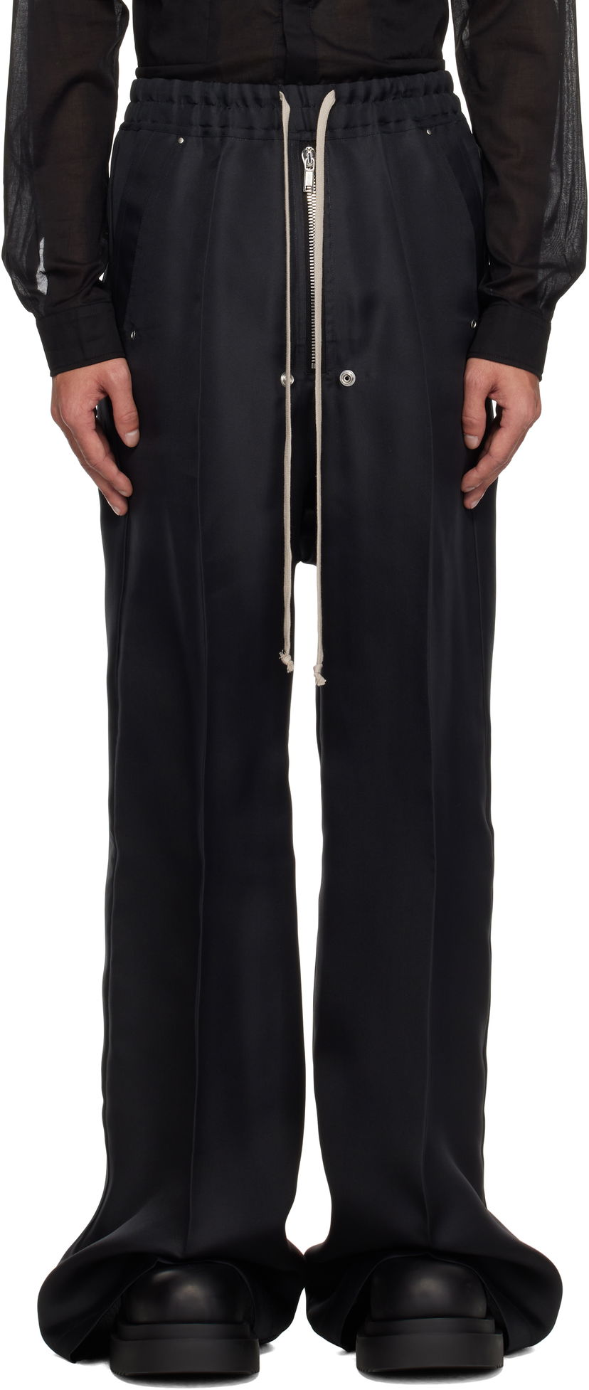 Hlače Rick Owens Rick Owens Hollywood Bela Wide Leg Trousers Crna | RR01E5366 SG