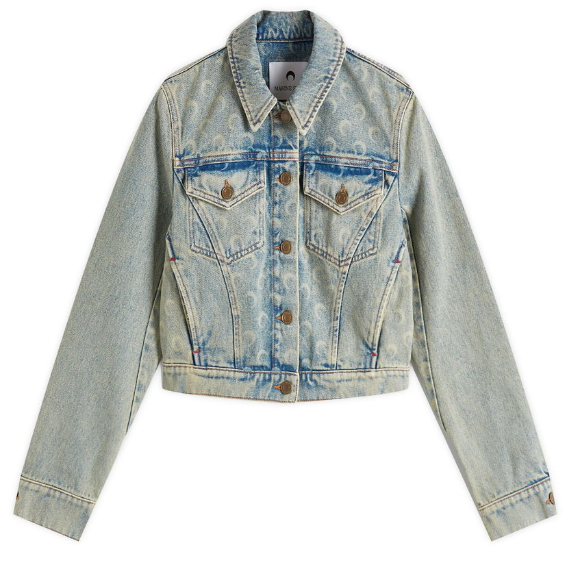 Bomber jakna Marine Serre Marine Serre Moon Laser Denim Boxy Jacket Plava | WJA041A-BG10