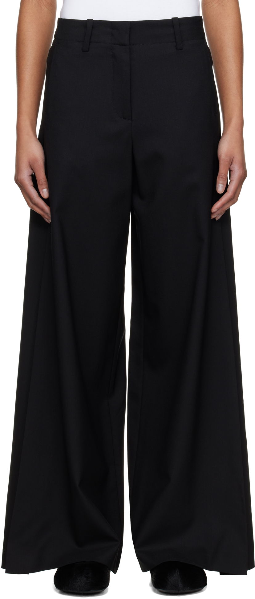 Hlače KENZO Kenzo Paris Wide-Leg Trousers Crna | FF52PA0999RA