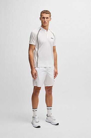 Polo majica BOSS Slim-Fit Super-Stretch Mesh Polo Shirt Bijela | 50538122, 1