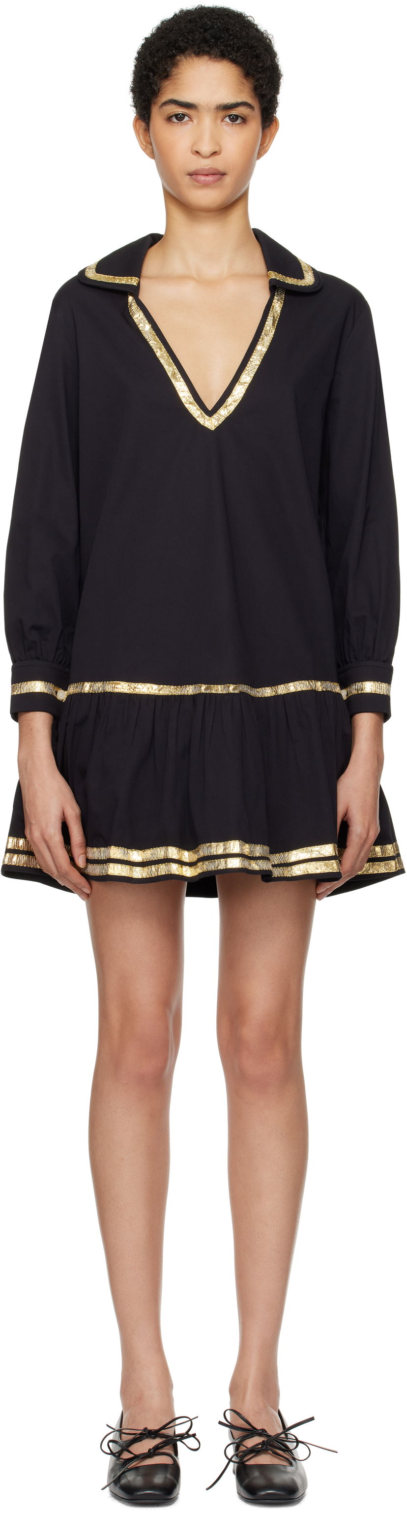 Haljina Bode Bode Tinsel Tape Minidress Crna | WRF24DR015