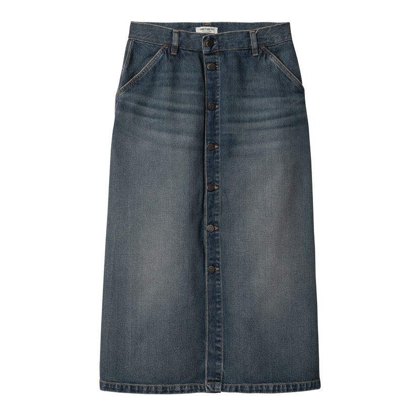 Suknja Carhartt WIP Worn Wash Button-Front Denim Midi Skirt Plava | I034647_8