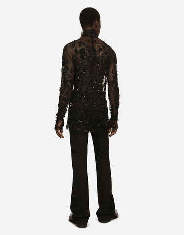 Majica kratkih rukava Dolce & Gabbana Sequined Tulle T-shirt Crna | G8RD9ZG7KG4N0000, 2