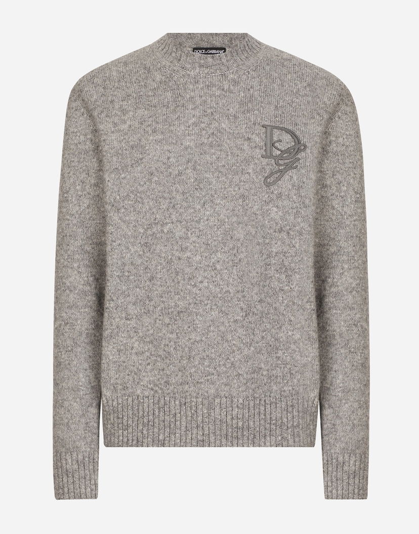 Džemper Dolce & Gabbana Wool Sweater With Embroidery Siva | GXX02ZJFMIMN0634