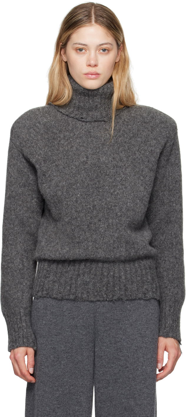 Džemper Stella McCartney Stella McCartney Distressed Turtleneck Sweater Siva | 6K08613S2522