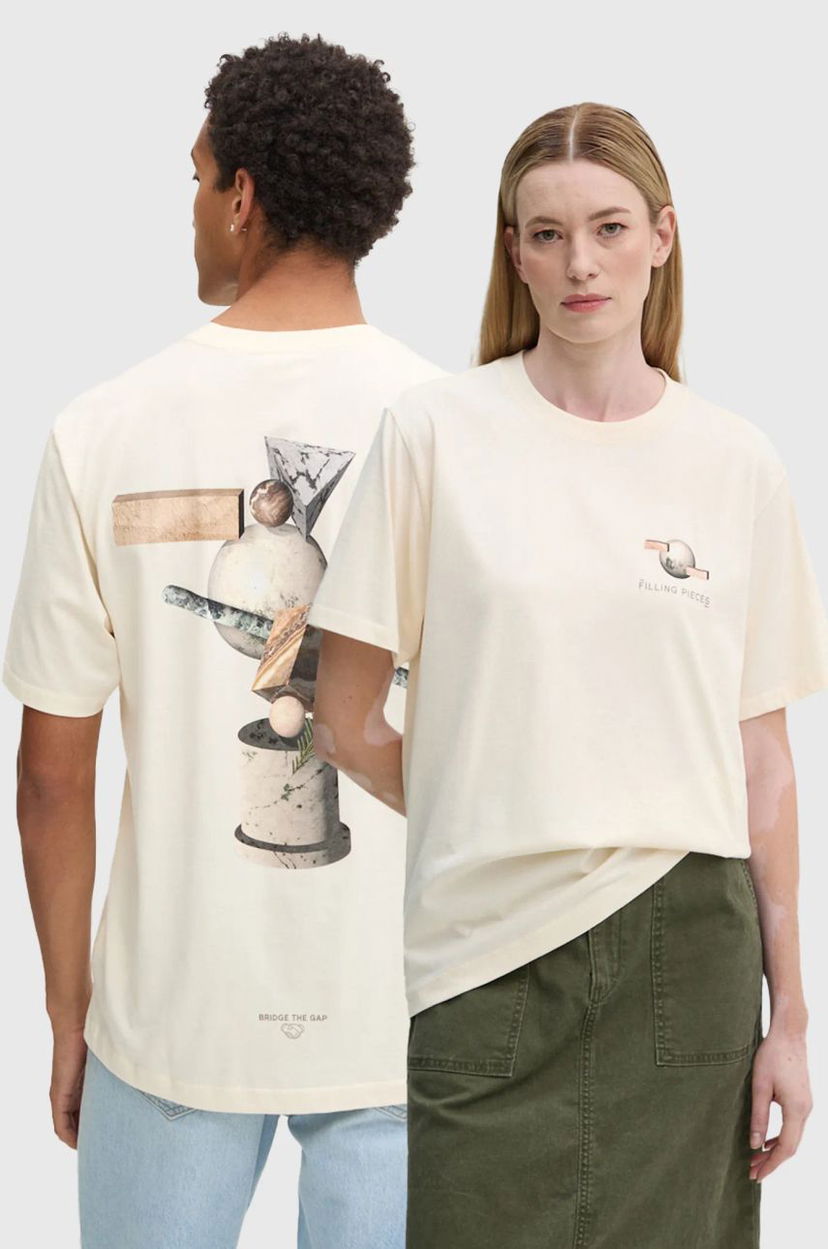 Majica kratkih rukava Filling Pieces Beige Graphic T-Shirt Bijela | 74414089936
