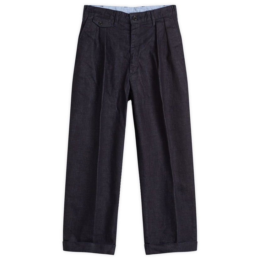 Hlače BEAMS Beams Plus 2 Pleat Denim Trousers, Size Large Plava | 3823-0104-578-78
