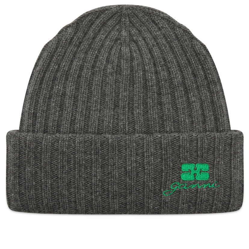 Kapica GANNI Core Future Wool Knit Beanie Siva | A6928-220