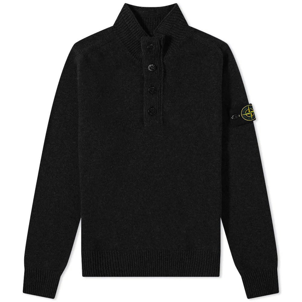 Džemper Stone Island Lambswool Quarter Button Knit Crna | 7715540A3-V0029, 0