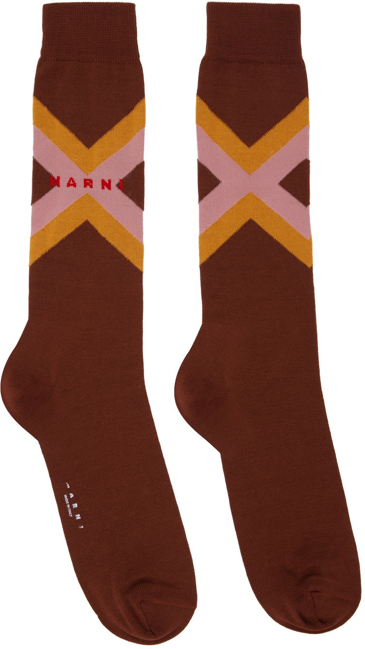 Čarape Marni Brown Micro Argyle Socks Smeđa | SKZC0140Q0 UFC172