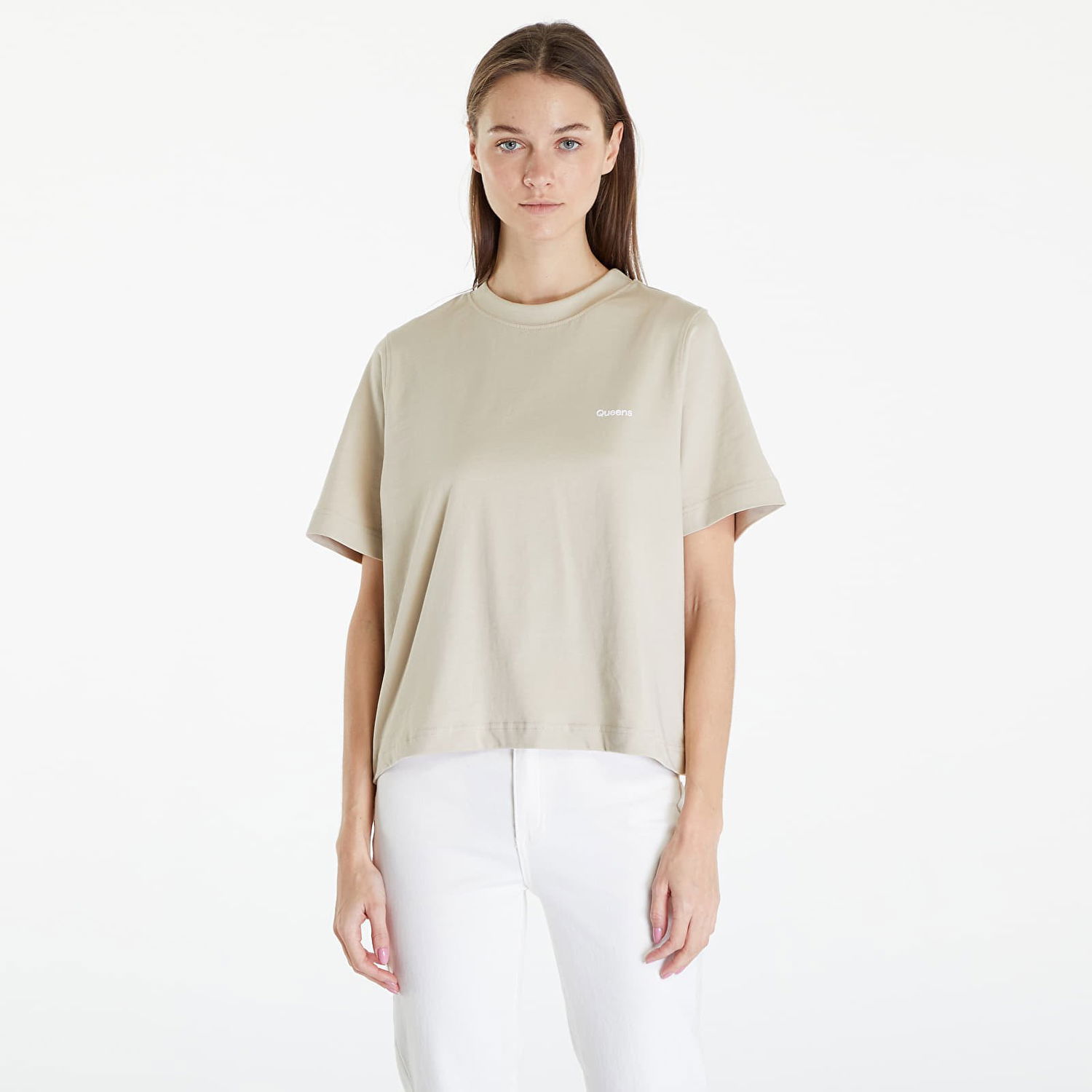 Majica kratkih rukava Queens Essential T-Shirt With Contrast Print Beige Bež | QNS_021, 0