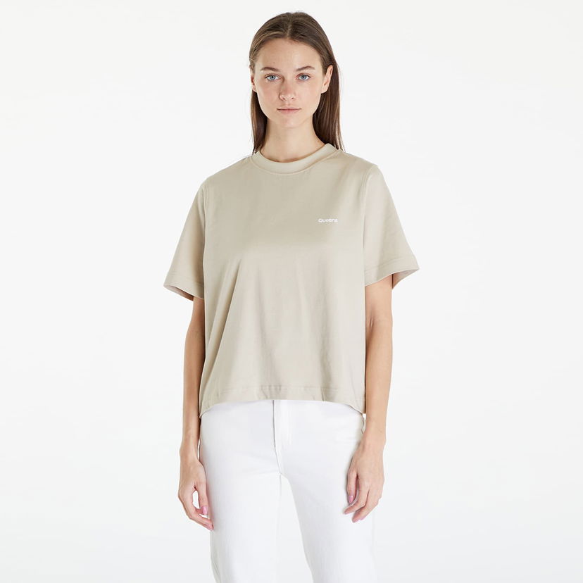 Majica kratkih rukava Queens Essential T-Shirt With Contrast Print Beige Bež | QNS_021