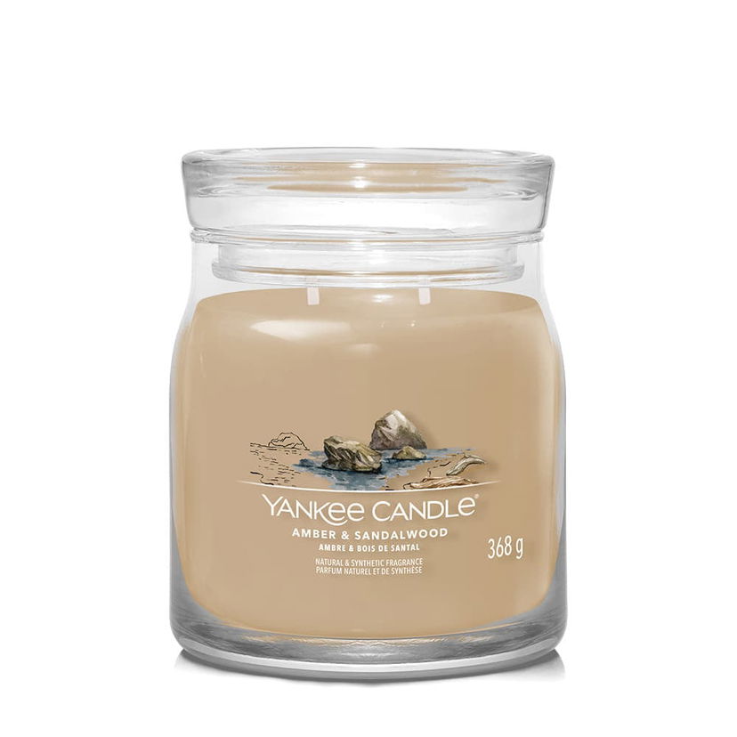 Svijeće Yankee Candle Signature Medium Jar 2 Wicks Amber & Sandalwood 368g Bež | 40776