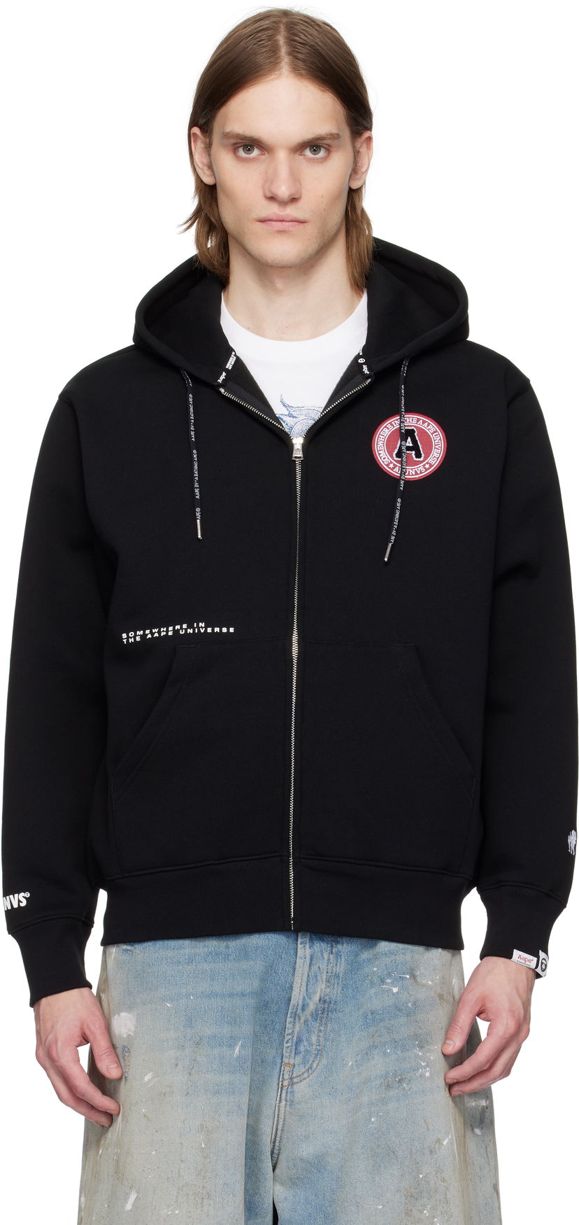 Dukserice AAPE by A Bathing Ape AAPE by A Bathing Ape Injection Zip-Up Hoodie Crna | AAPSWMC338XXNBKX