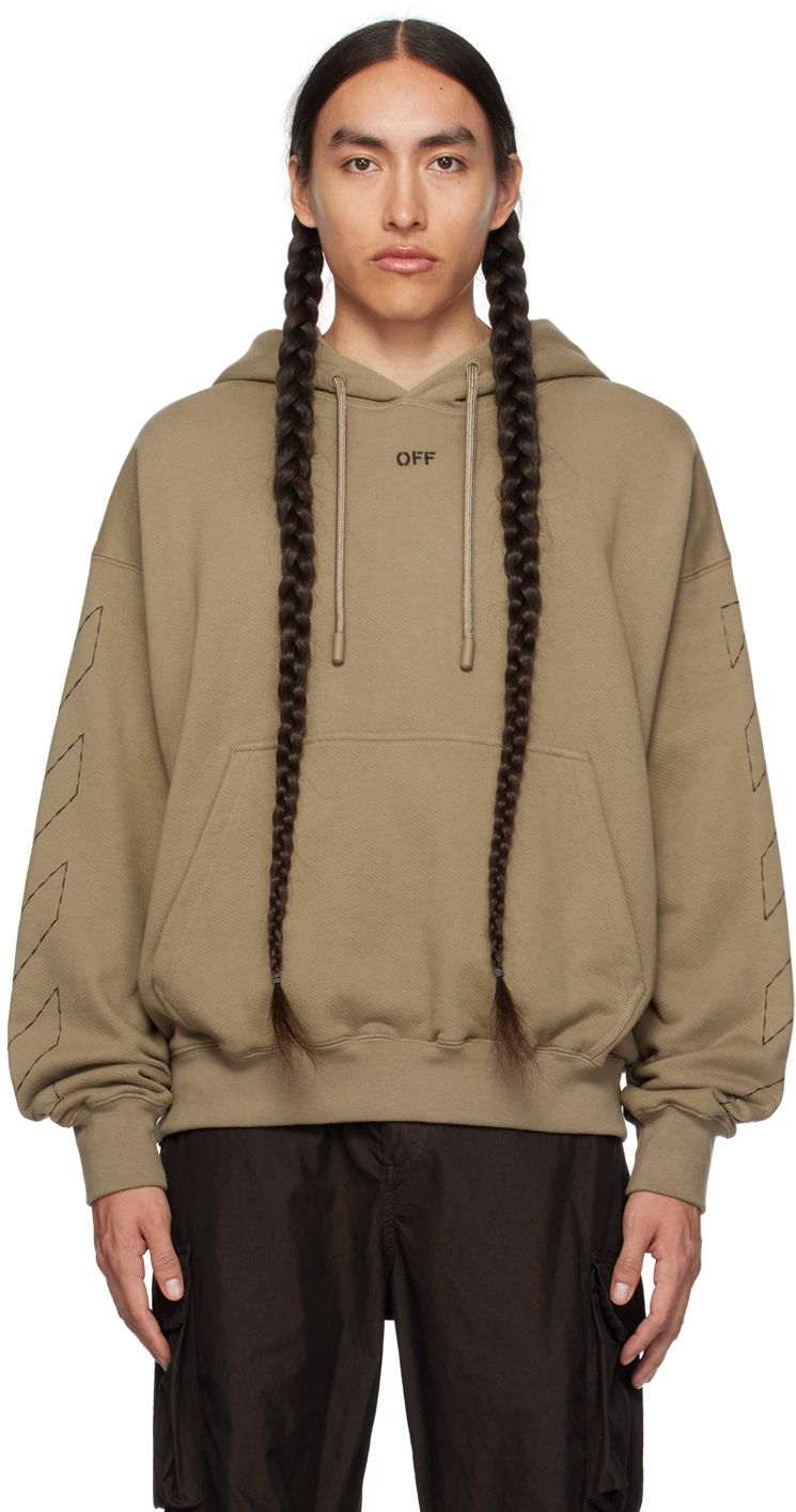 Dukserice Off-White Stitch Hoodie Bež | OMBB085F23FLE0196110