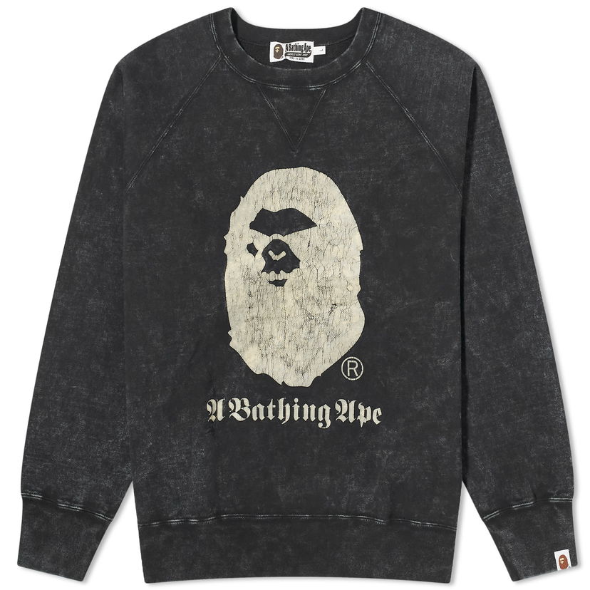 Dukserice BAPE A Bathing Ape Overdye Crew Neck Sweatshirt Crna | 001SWK301015M-BLK