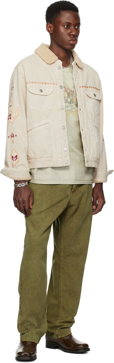 Jakna ISABEL MARANT Isabel Marant Jenson Embroidered Sherpa Denim Jacket Bež | 25PVE0184HA-C1H02H, 3