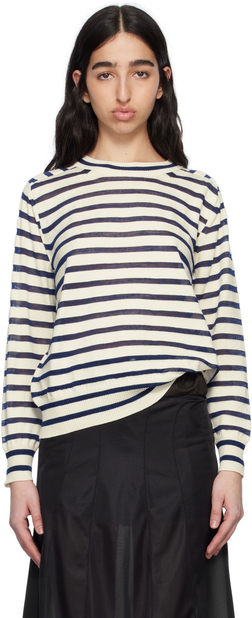 Džemper Comme des Garçons Comme Des Garçons Horizontal Stripe Cotton Sweater Bijela | TO-N007-S25