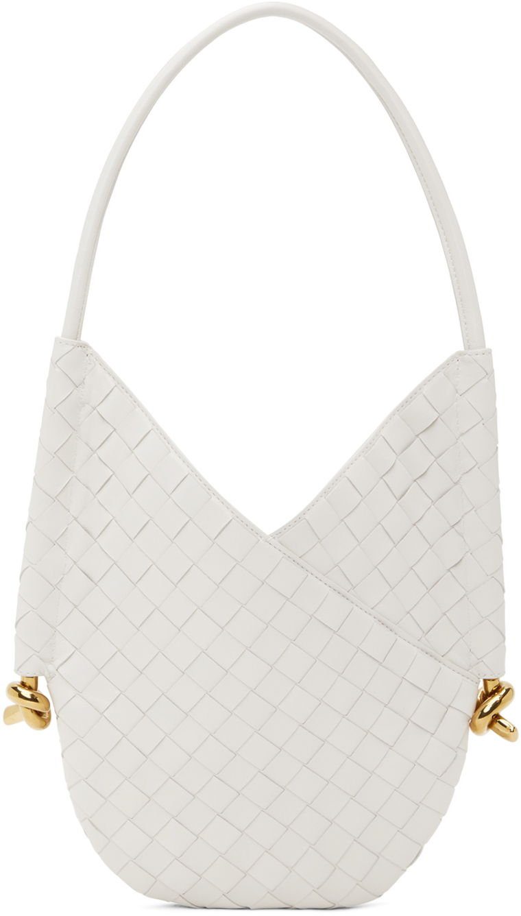 Ručna torbica Bottega Veneta Small Intrecciato Leather Shoulder Bag Bijela | 740898 VCPP1