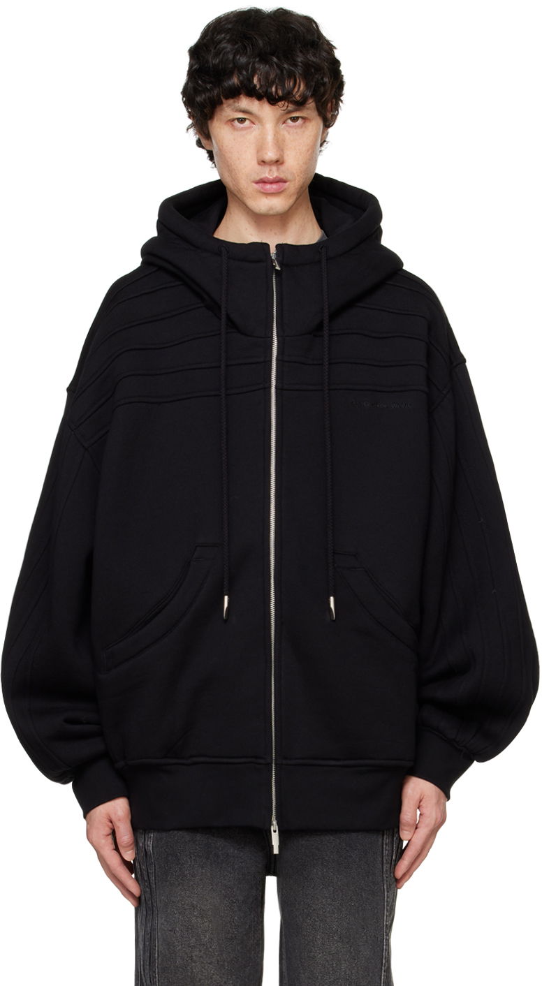 Dukserice Feng Chen Wang Feng Chen Wang Pleated Zip-Up Hoodie Crna | FUF18HD03B