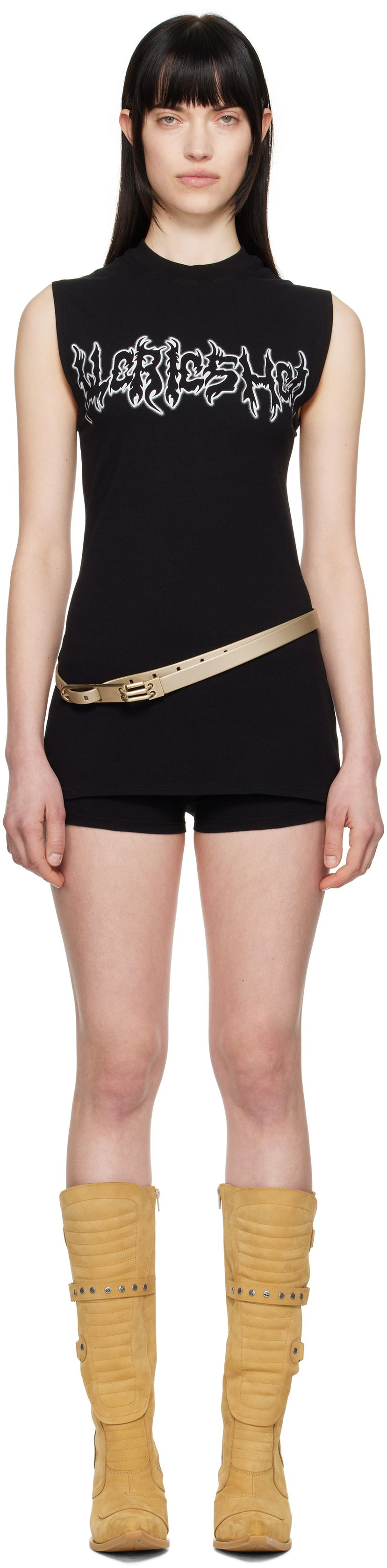 Majica bez rukava 032C 032c Super Bad Jersey Minidress Crna | S25-WRC-2621-050