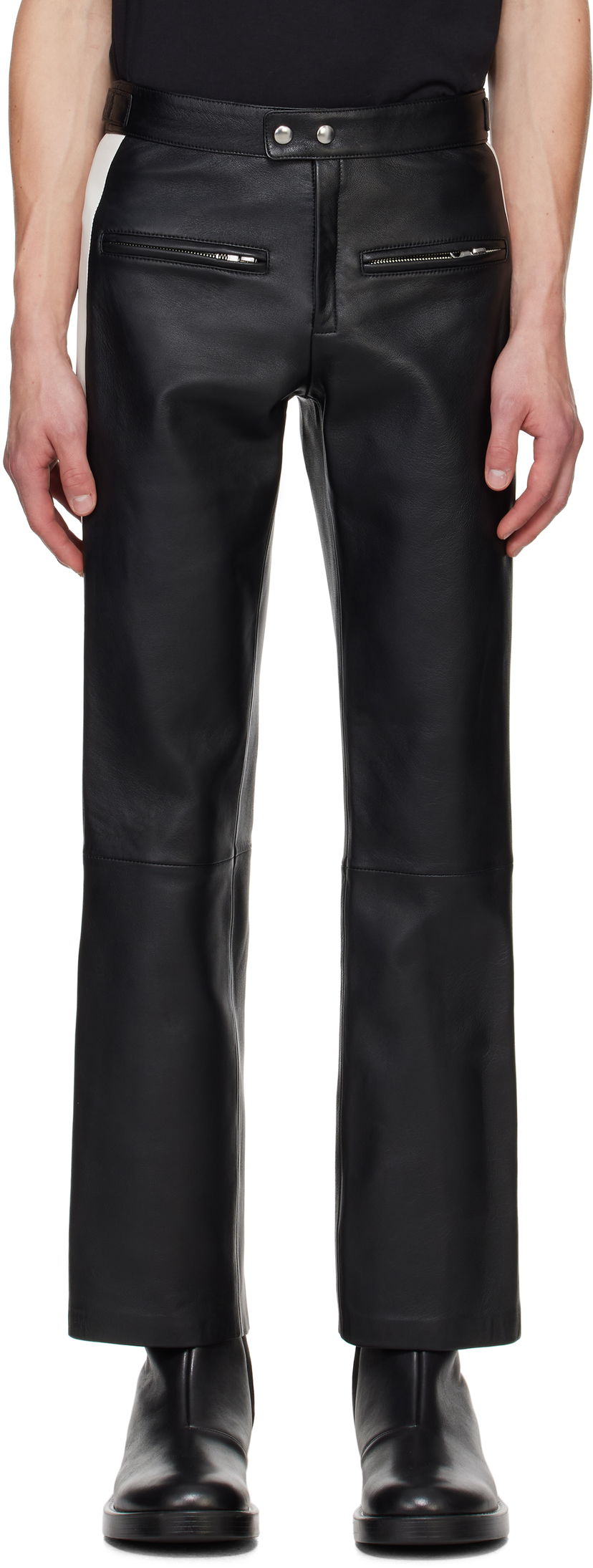 Hlače Courrèges Courrèges Contrast Band Biker Leather Pants Crna | 324LPA245CV0005
