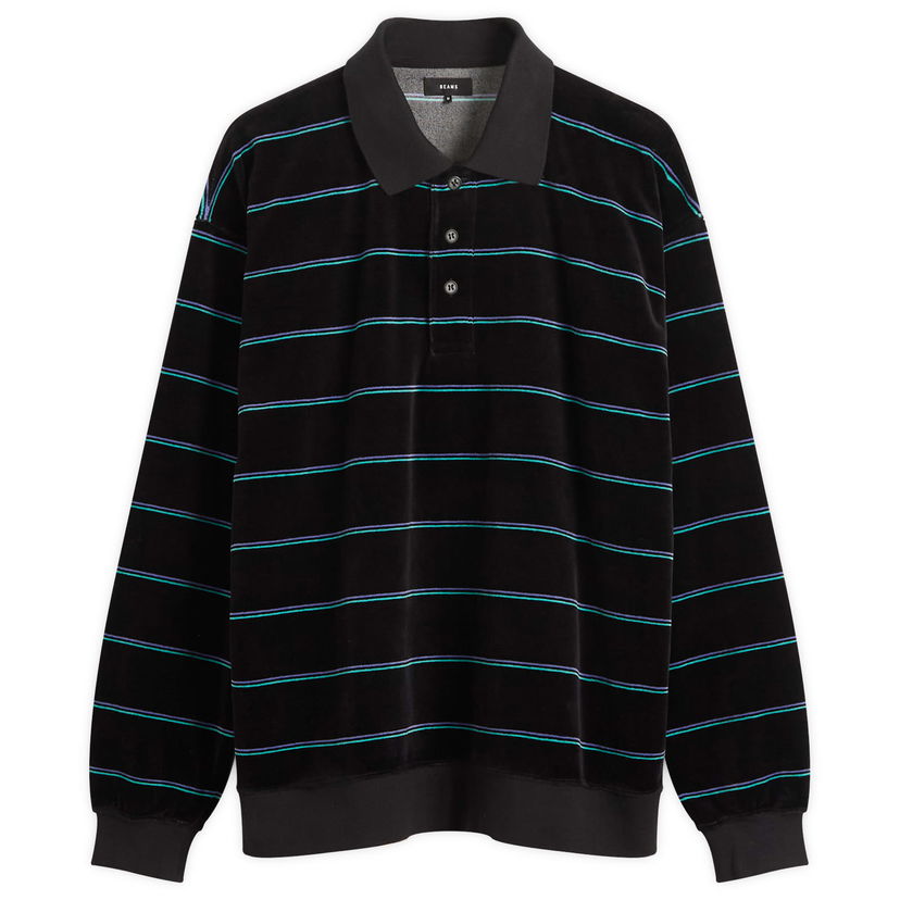 Polo majica BEAMS Velour Border Stripe Long-Sleeve Polo Shirt Višebojno | 1112-0212-639-19