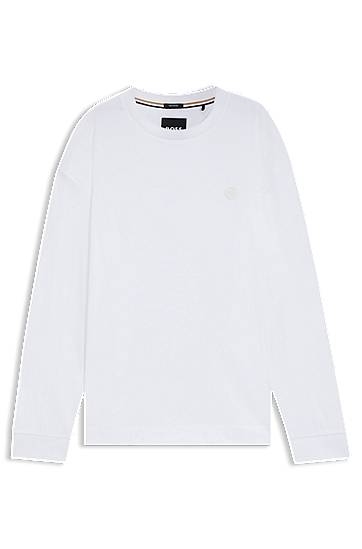 Majica kratkih rukava BOSS Mercerised-cotton T-shirt with Double B monogram Bijela | 50557846